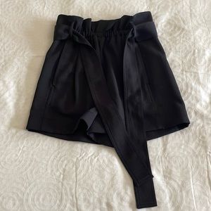 Black paper bag high waste shorts